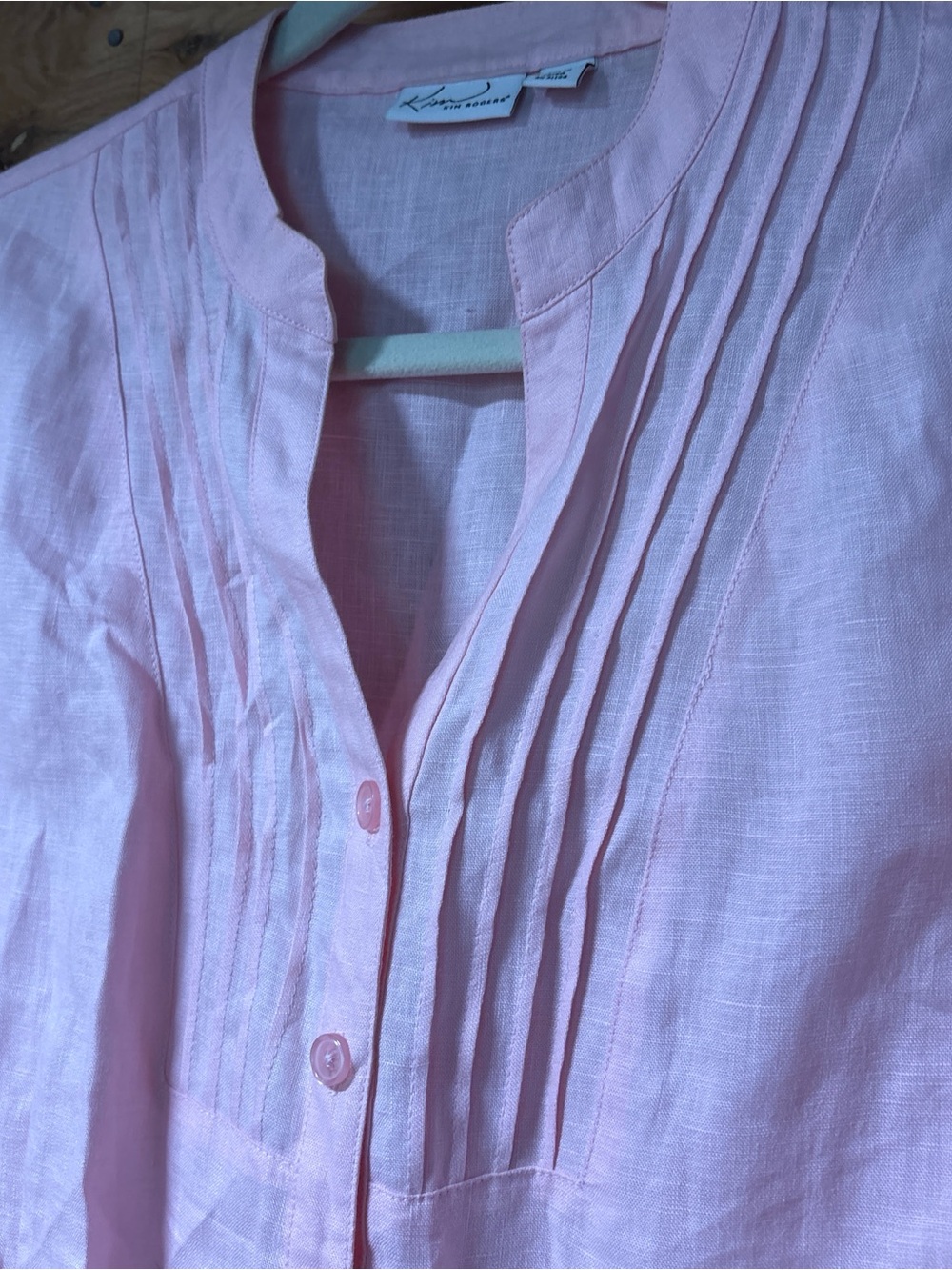 Kim Rogers Light Pink Button-Front Linen Tunic - Picture 3 of 5